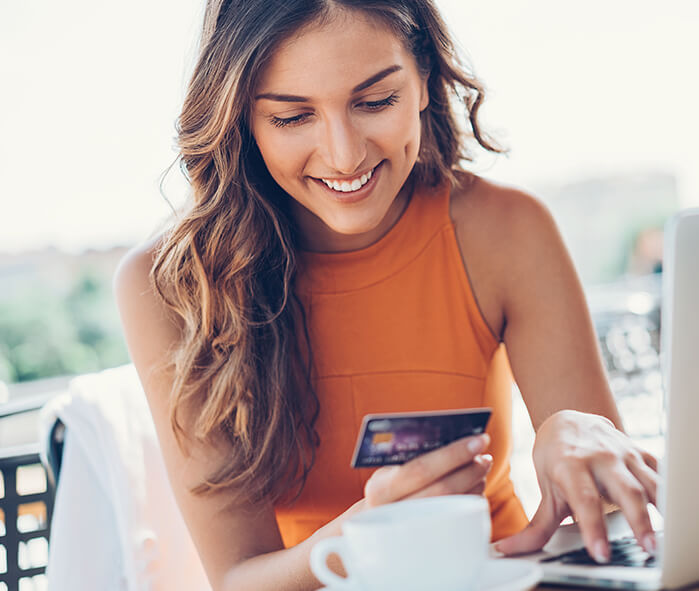 woman paying a bill online