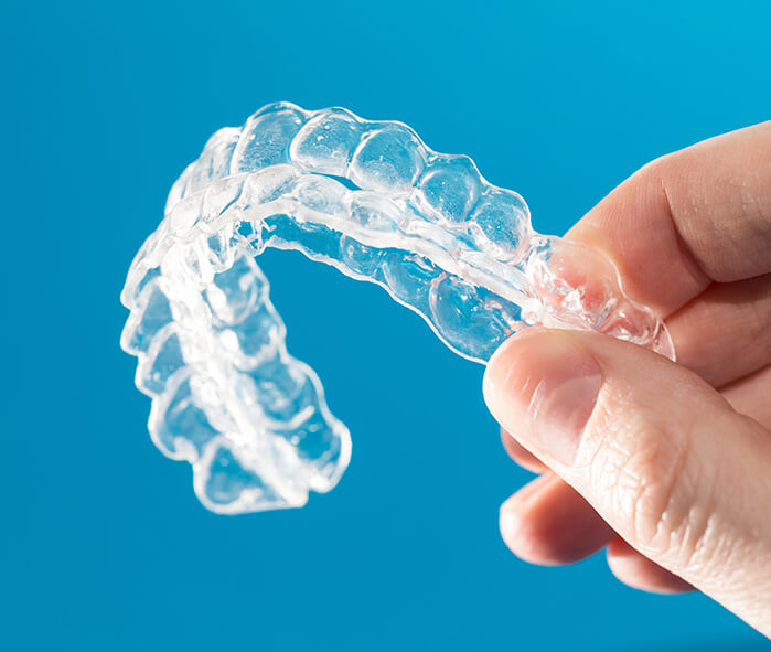 closeup of clear aligners