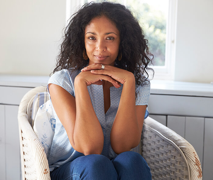 woman slightly smiling